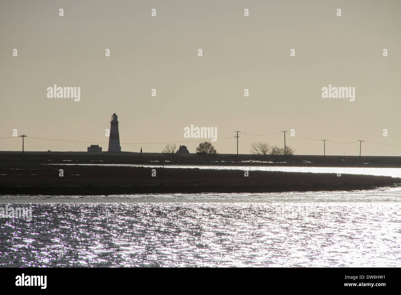 Orfordness Lighthouse im Jahre 1792 erbaut und im Jahr 2013 außer Dienst gestellt Stockfoto