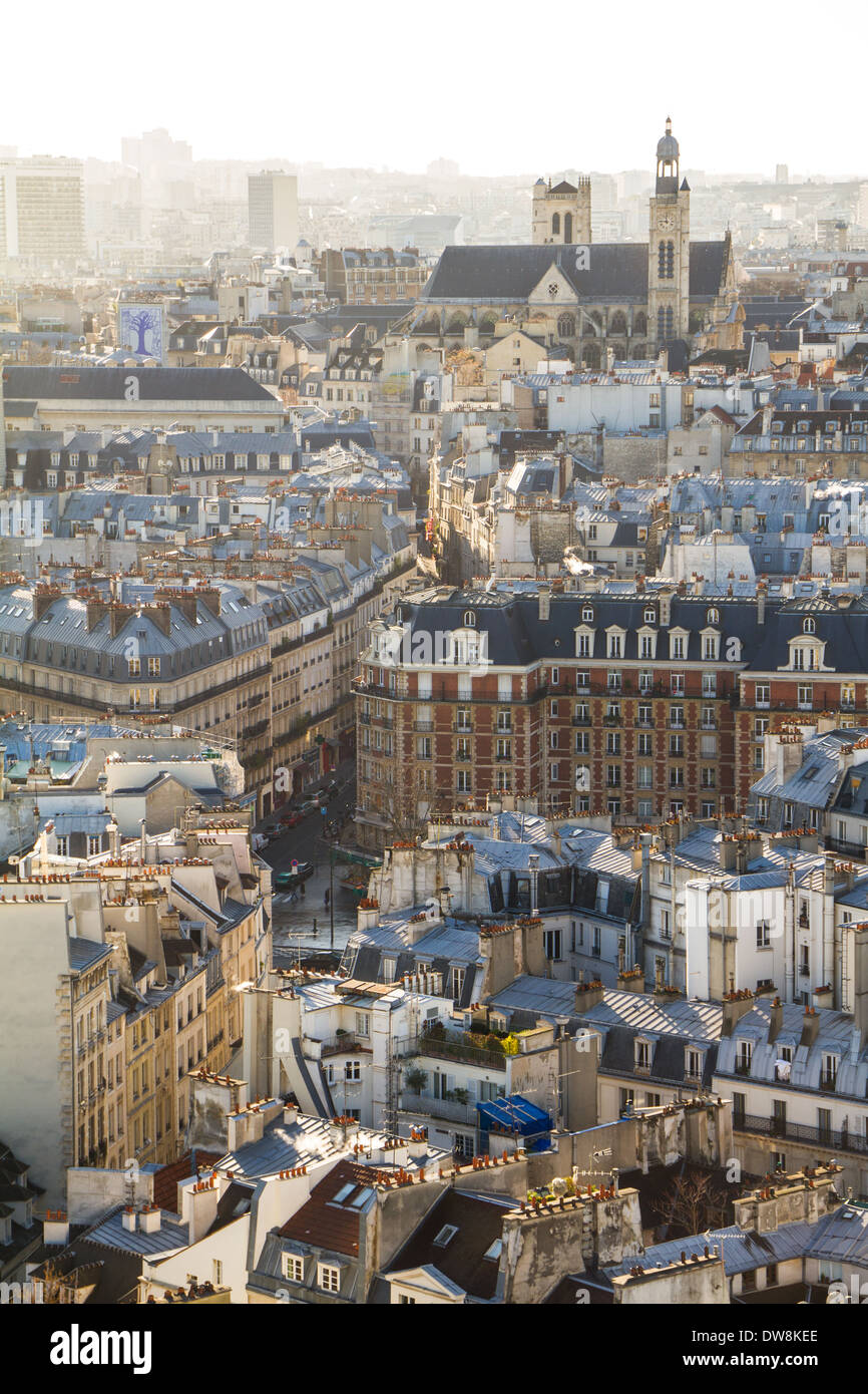 Dächer von Paris, im Winter Stockfoto