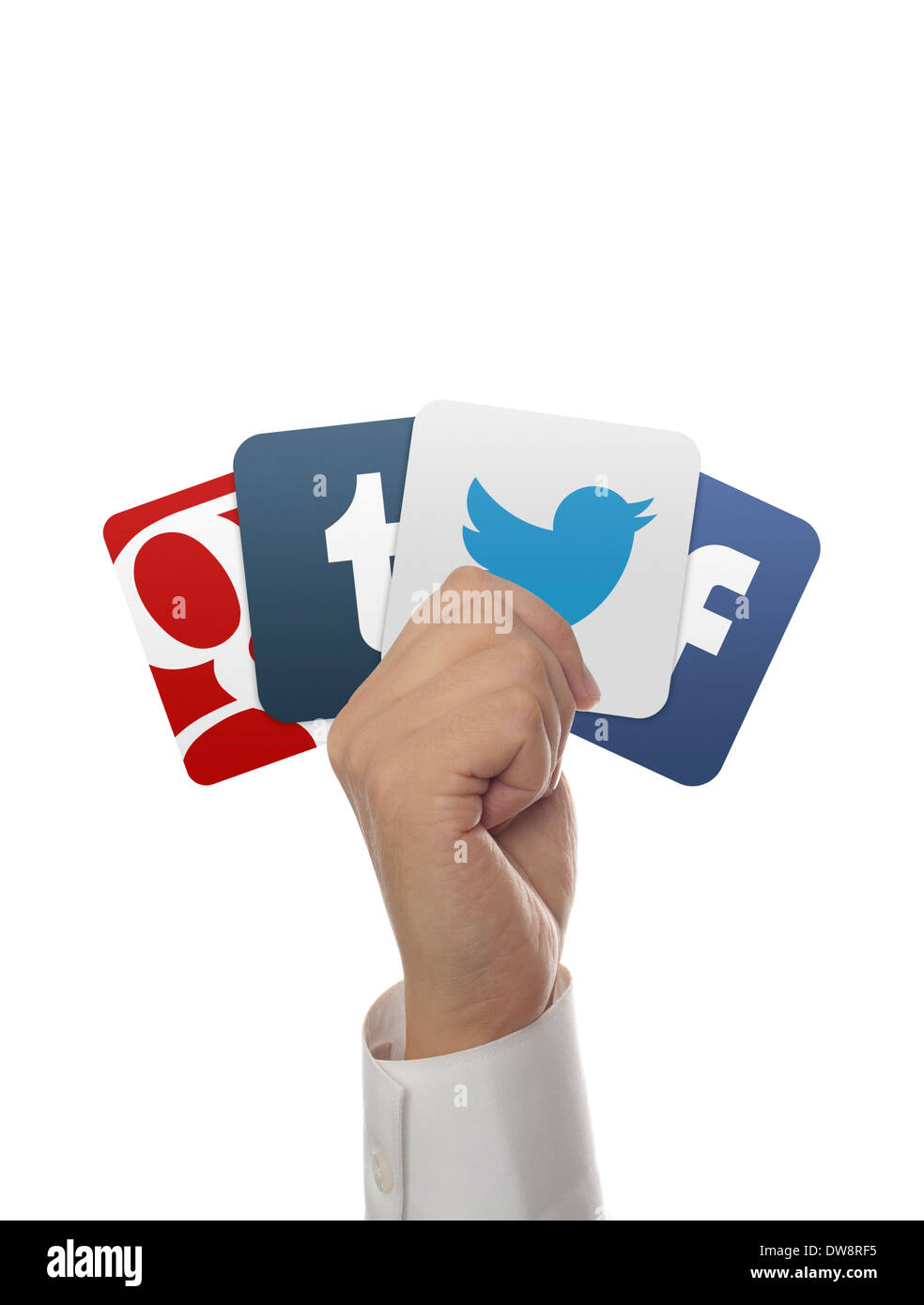 Social Media-Symbole mit hand Stockfoto