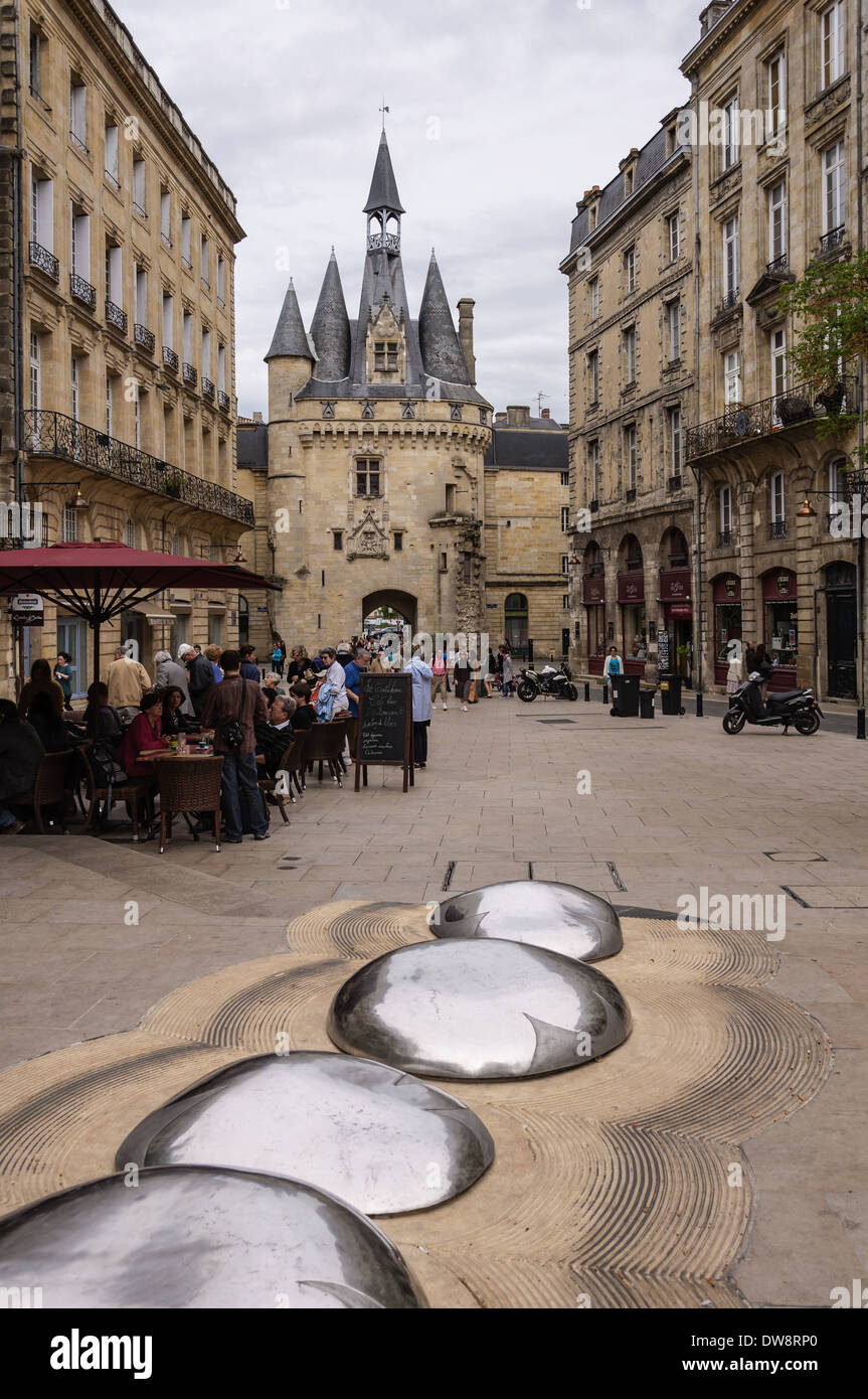 Porte Cailhau, einem mittelalterlichen Tor der Altstadt Wände in Bordeaux. Frankreich Stockfoto