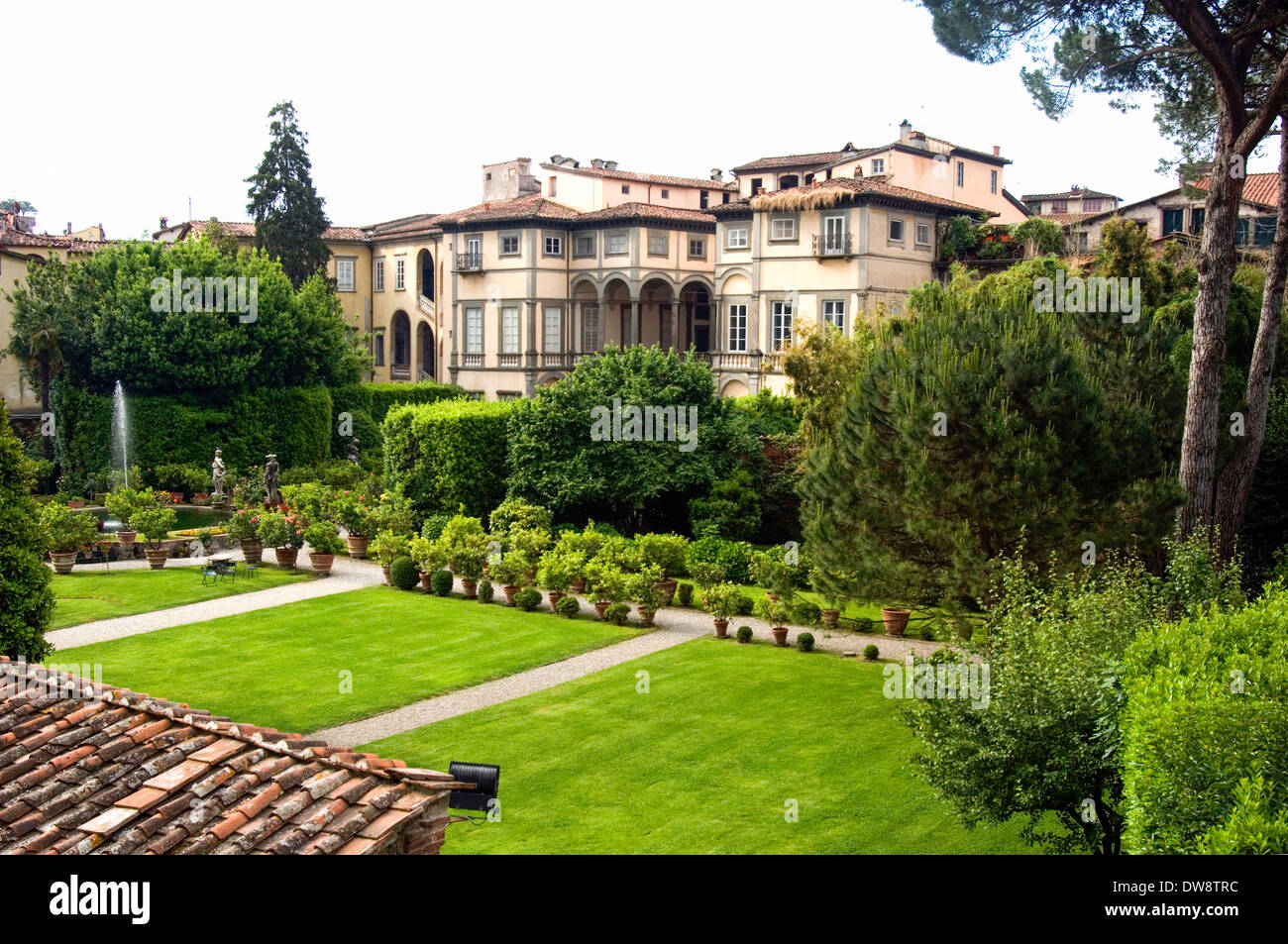 Gärten des Palazzo Pfanner, Lucca, Italien Stockfoto