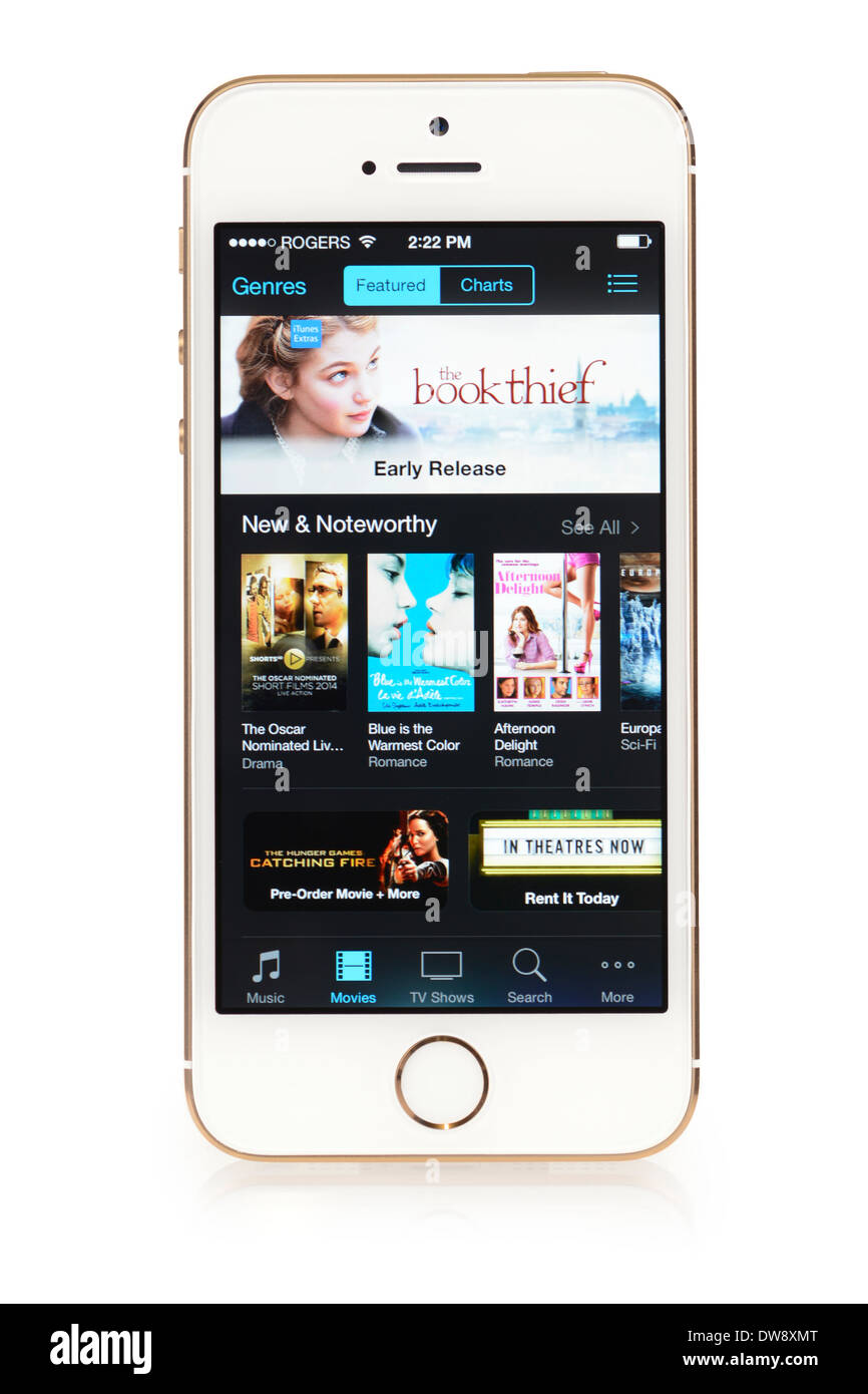 iTunes Movie Store App läuft auf iPhone 5 s iPhone 5 S Stockfoto