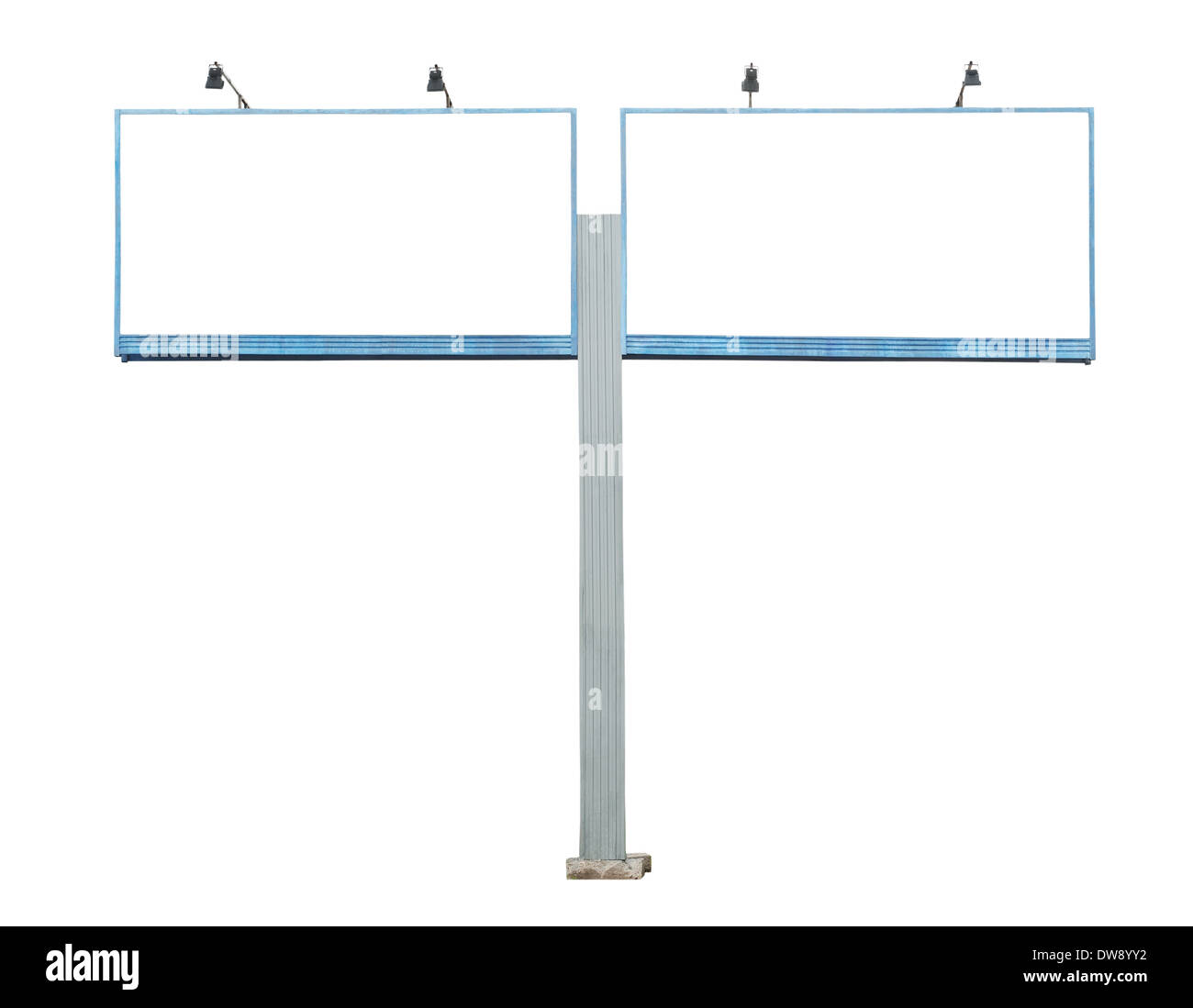 alte leere Billboard isoliert auf weißem Hintergrund Stockfoto