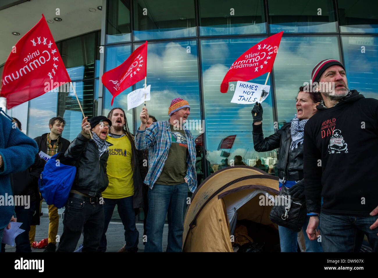 Kriminalisierung von Obdachlosen Protest in City Hall in London zu stoppen Stockfoto