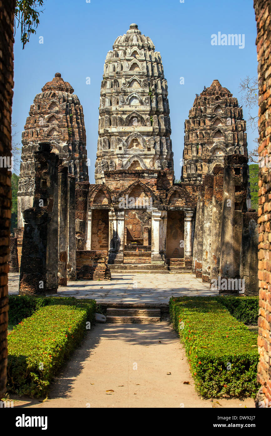 Wat Si Sawai Khmer-Stil Tempel in Sukhothai Historical Park, Thailand Stockfoto