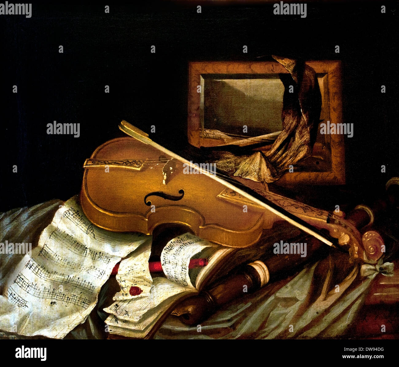 Immer noch Live Violine 1690 R Feillet 17 Jahrhundert Frankreich Französisch Stockfoto