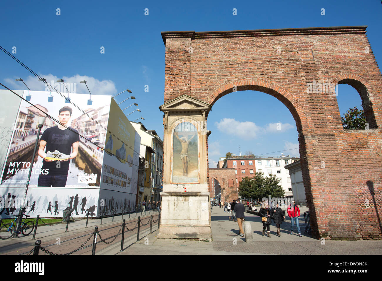 Colonne di San Lorenzo, befindet sich vor der Basilika San Lorenzo Maggiore, Mailand, Italien Stockfoto