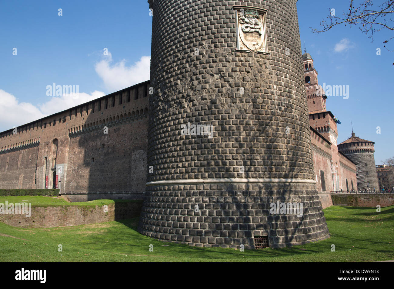 Castello Sforzesco, Castello Sforzesco, gebaut im 15. Jahrhundert von Francesco Sforza, Milano, Mailand, Italien Stockfoto