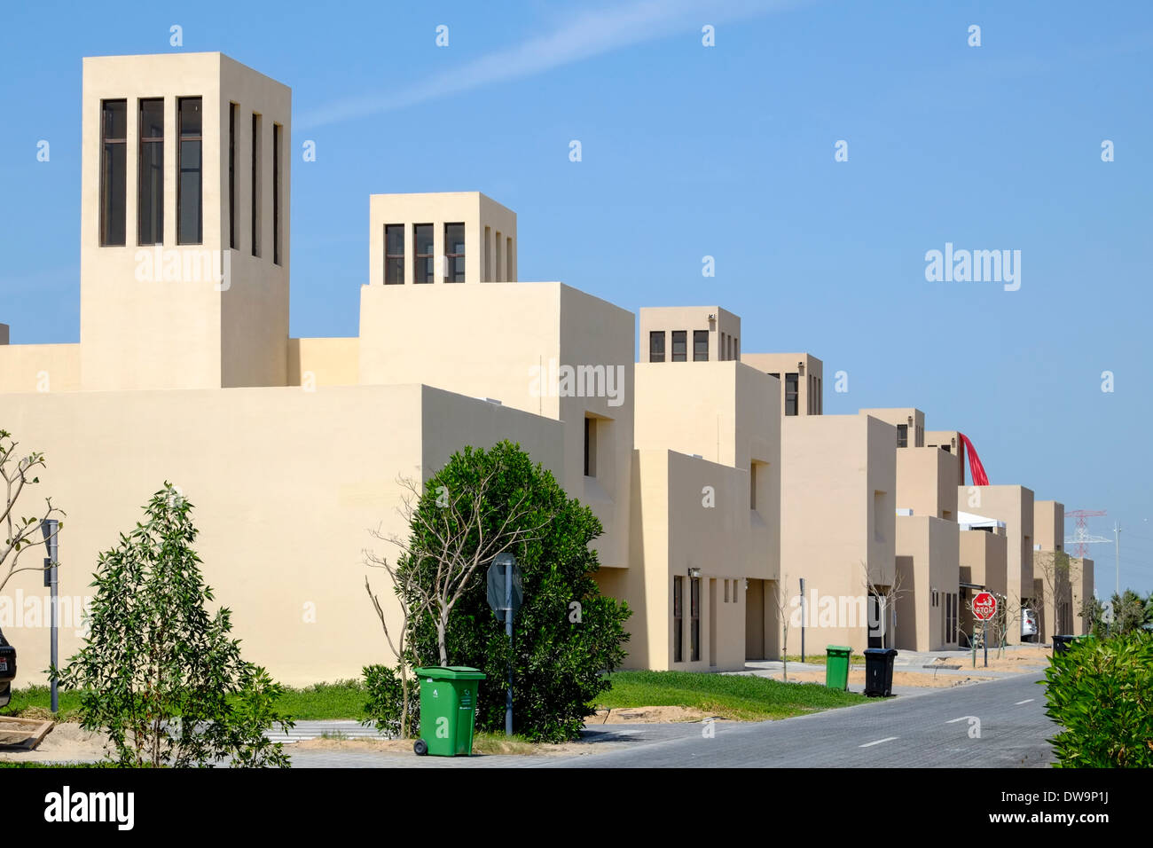 Neue Villen in Wohnsiedlung gebaut für einheimische emiratischen Familien auf Yas Island in Abu Dhabi Vereinigte Arabische Emirate Stockfoto