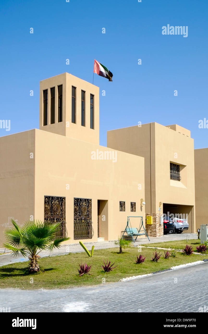 Neue Villen in Wohnsiedlung gebaut für einheimische emiratischen Familien auf Yas Island in Abu Dhabi Vereinigte Arabische Emirate Stockfoto