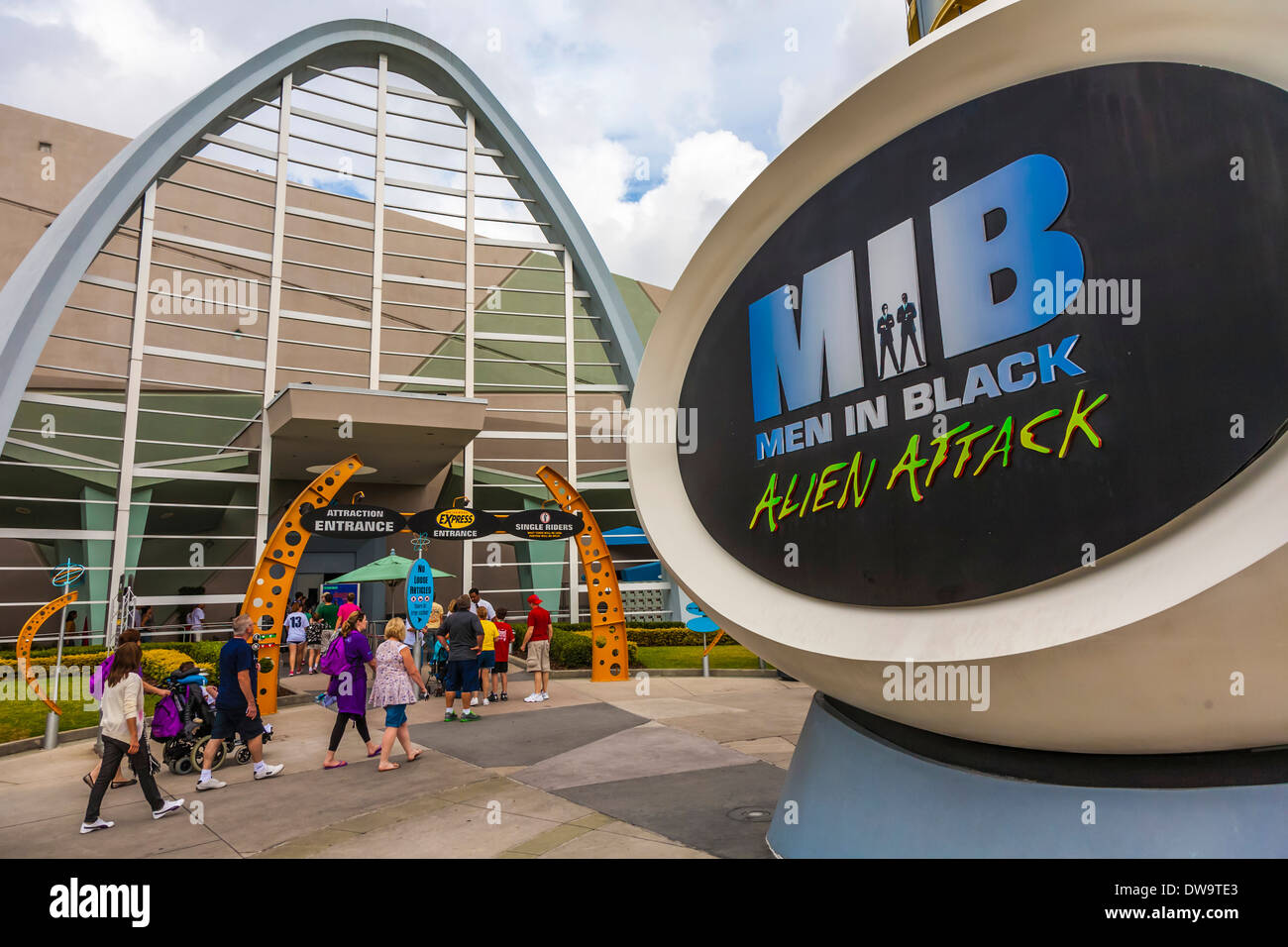 Men In Black Alien Attack-Attraktion im Themenpark Universal Studios in Orlando, Florida Stockfoto