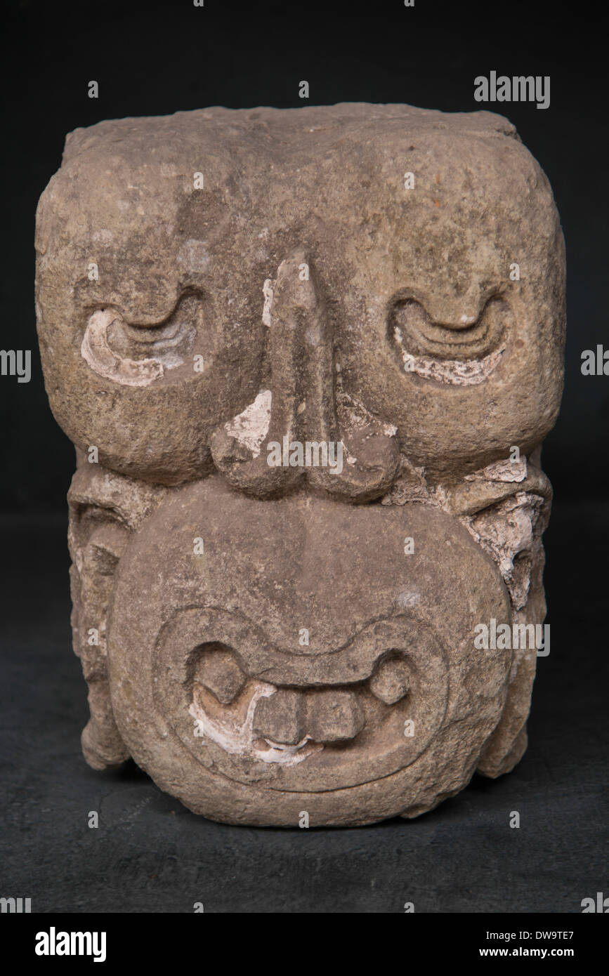 Maya-Ton Statue Copan Copan Ruinas Honduras Stockfoto