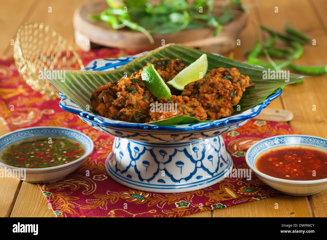 Thailändische Fischfrikadellen Thailand Essen Stockfoto