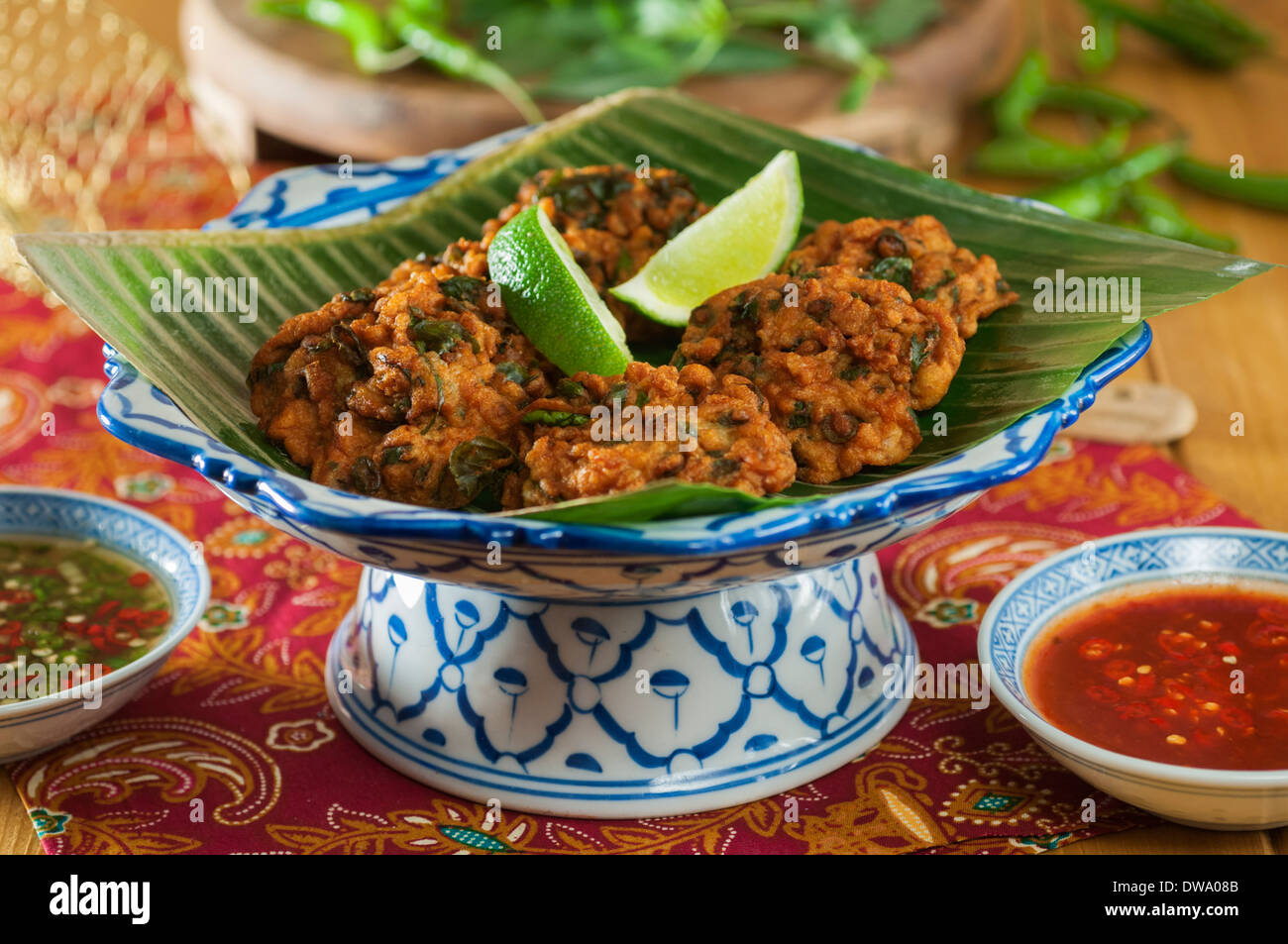 Thailändische Fischfrikadellen Thailand Essen Stockfoto