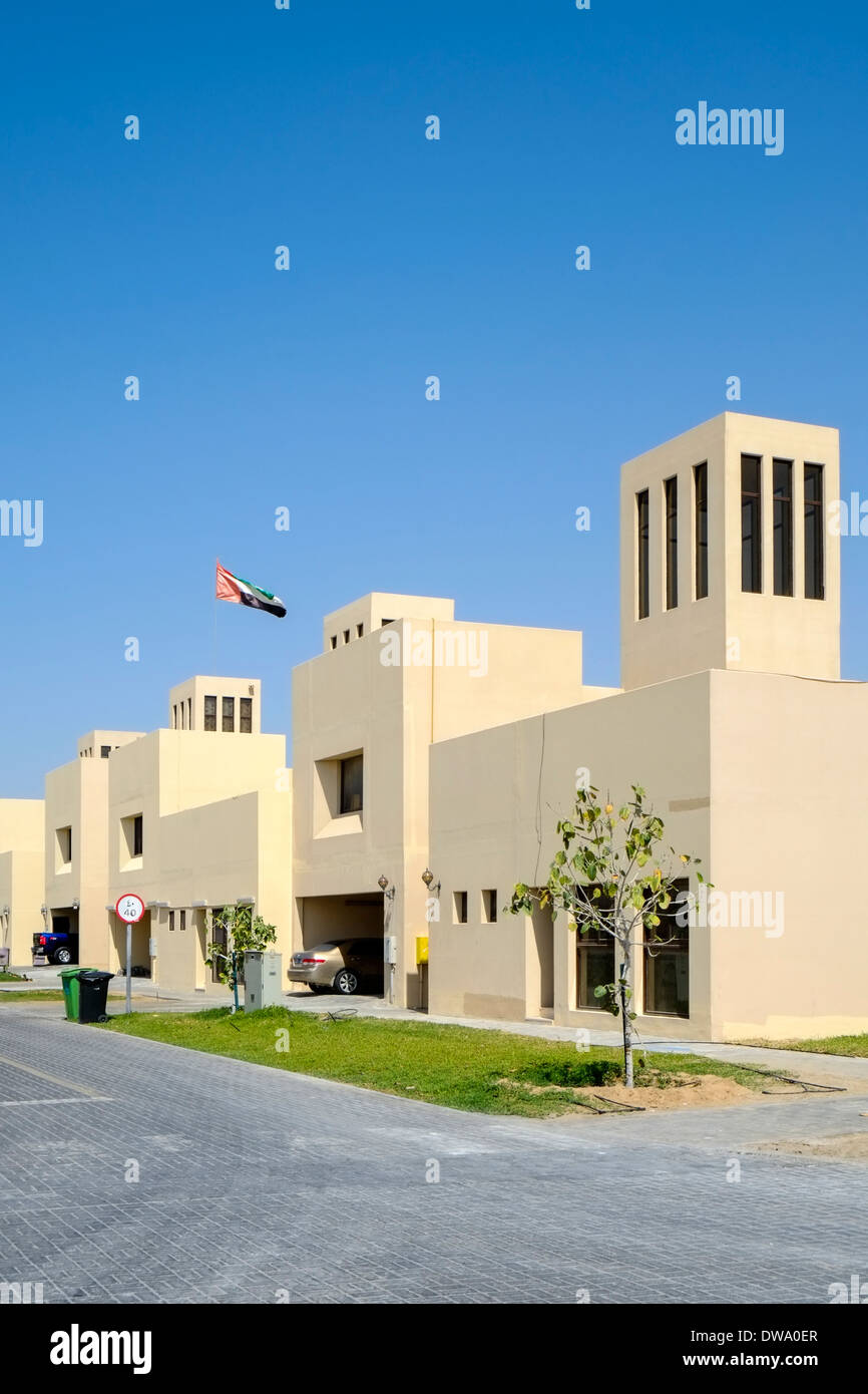 Neue Villen in Wohnsiedlung gebaut für einheimische emiratischen Familien auf Yas Island in Abu Dhabi Vereinigte Arabische Emirate Stockfoto