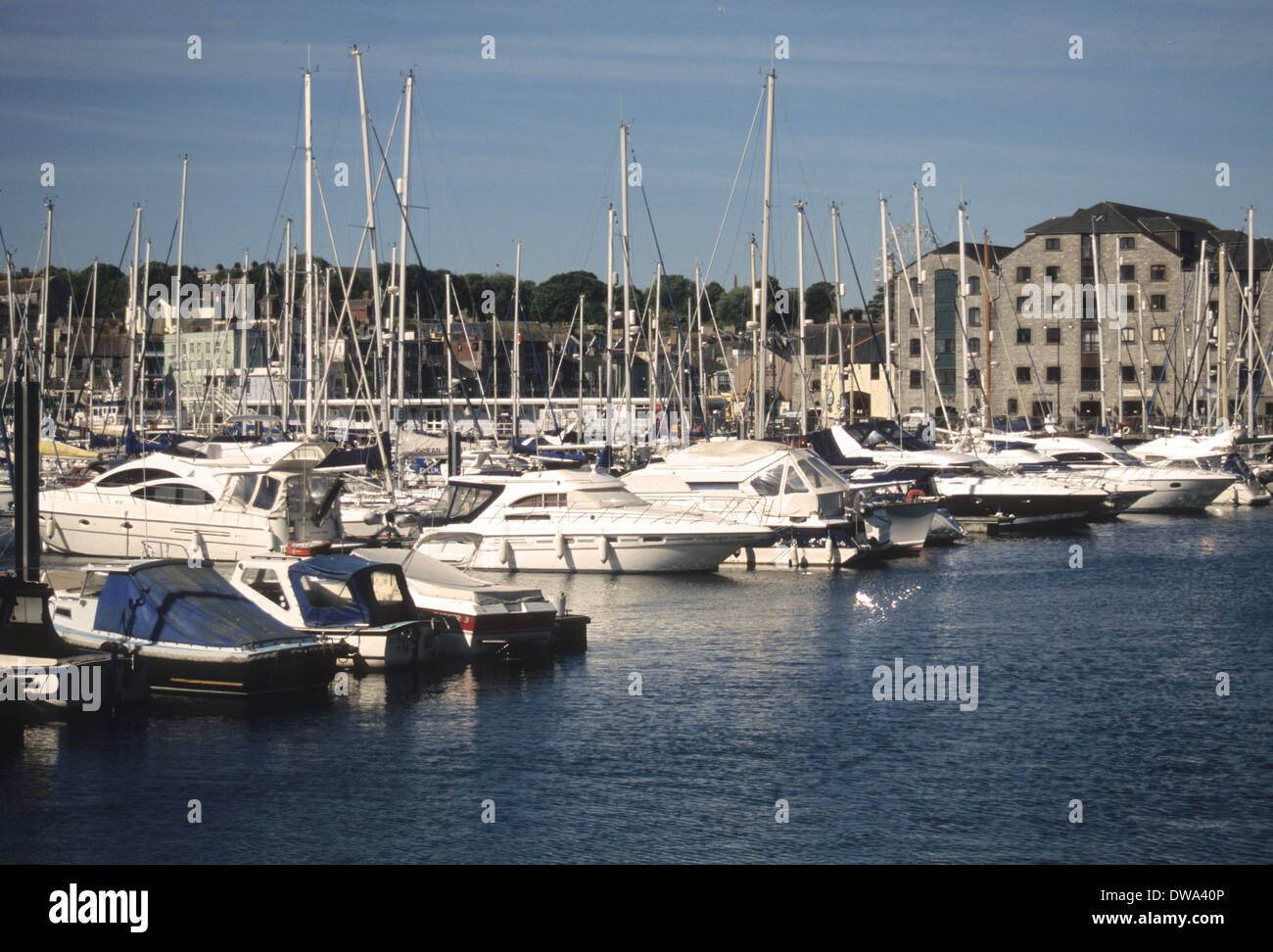 Landschaftsbild von Plymouth Sutton Harbour - Devon Stockfoto