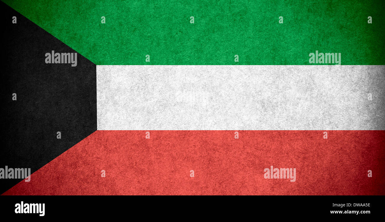 Flagge von Kuwait oder Banner auf grobe Muster Papierstruktur Stockfoto