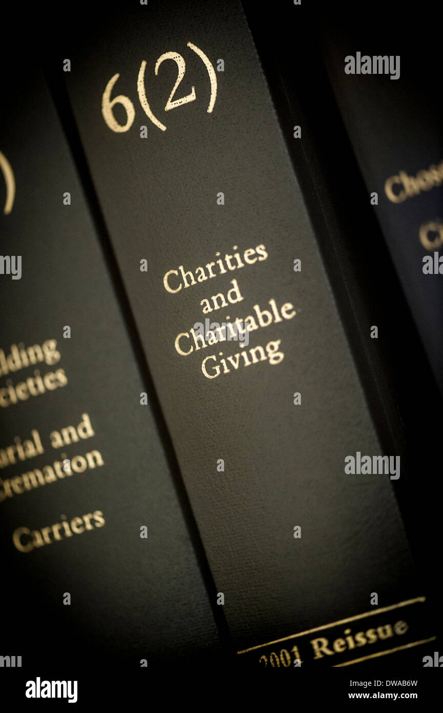 Rechtliche Buch - Wohltätigkeitsorganisationen und wohltätige Spenden Stockfoto