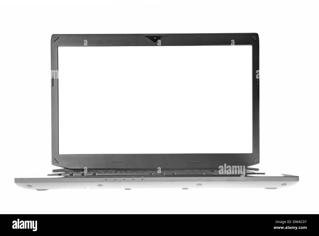 Weißen Laptop-Bildschirm über weißen isoliert Stockfoto