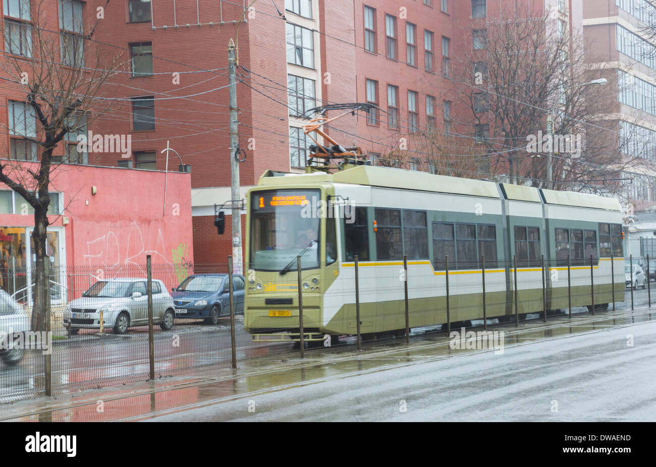 Straßenbahn in Bukarest, Rumänien Stockfoto