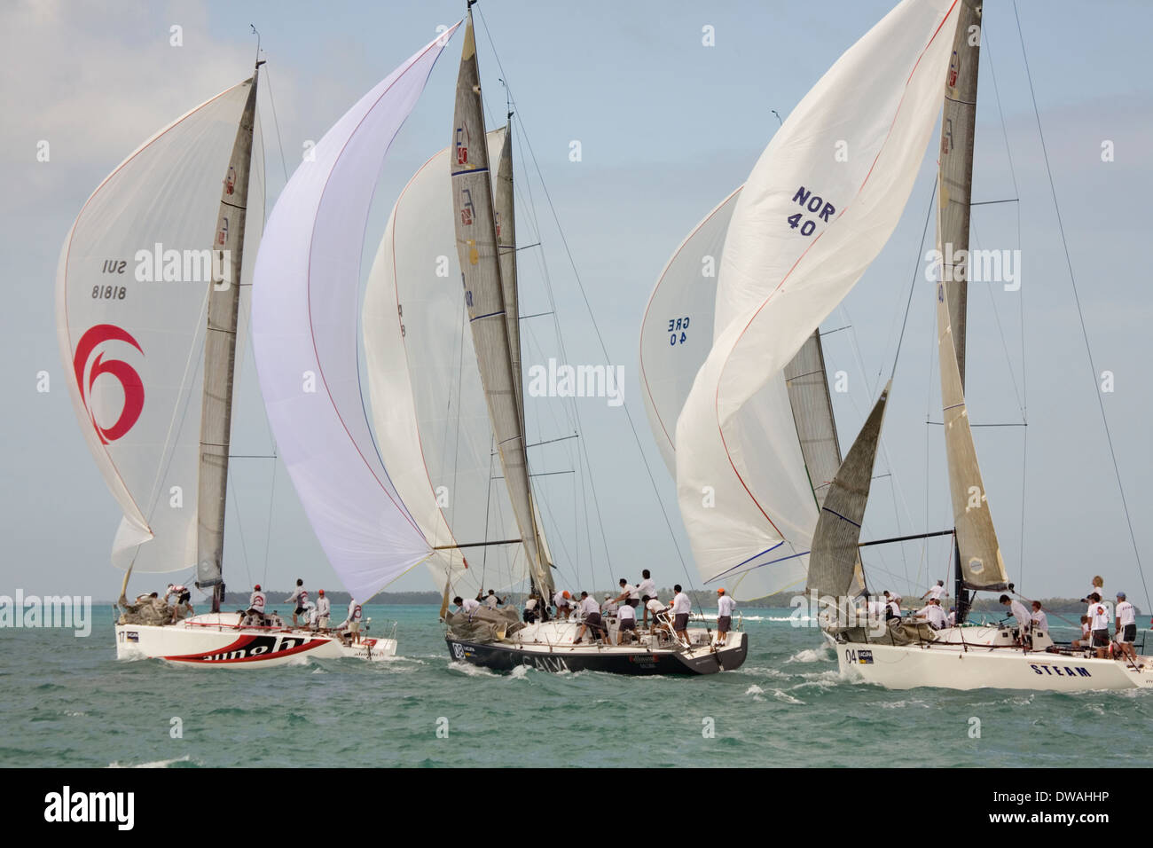 Erstklassige Boote und Segler sind jedes Jahr im Januar gezogen, um in die Acura Key West Regatta, Key West, Florida, USA konkurrieren Stockfoto