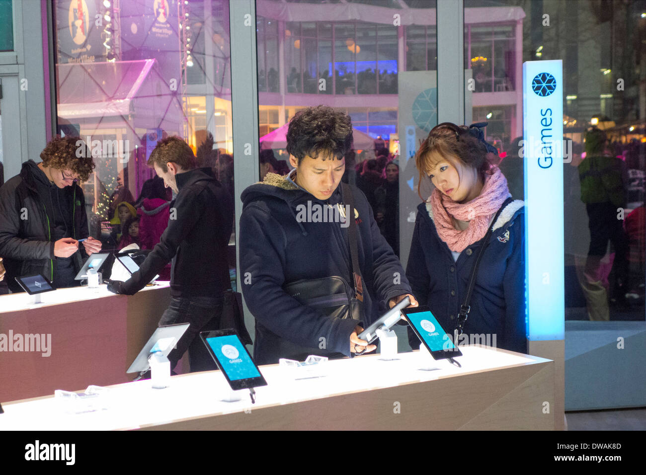 Google New York-Winter-Wonderlab-Shop im Bryant Park NYC Stockfoto