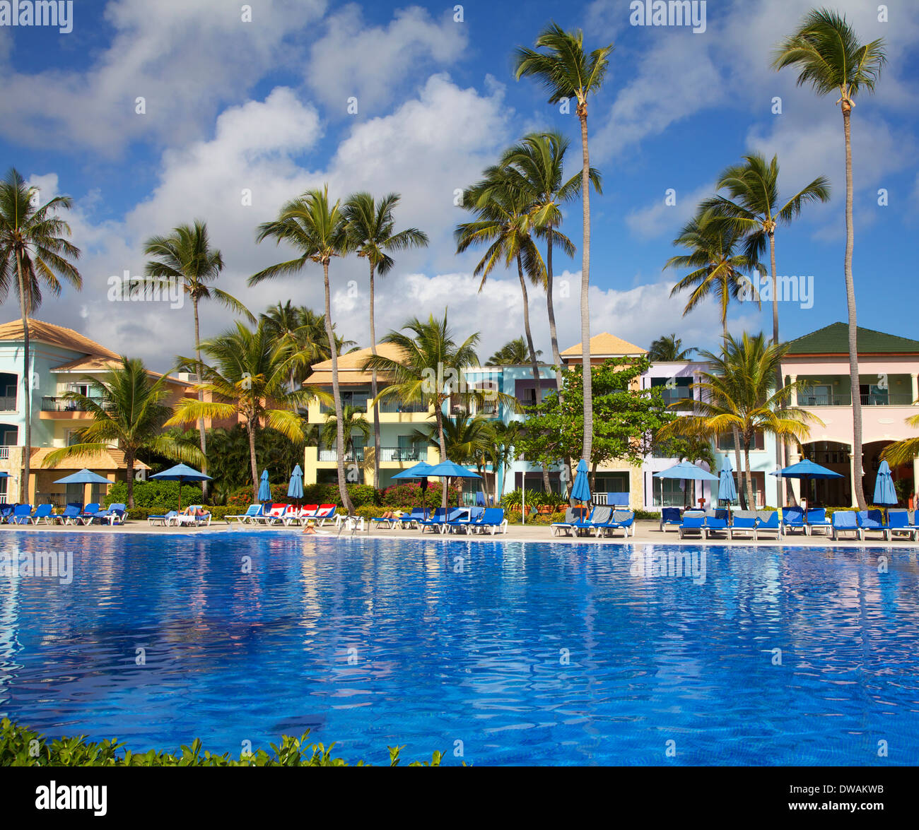 Exotische Schwimmbad, Punta Cana, Dominikanische Republik Stockfoto