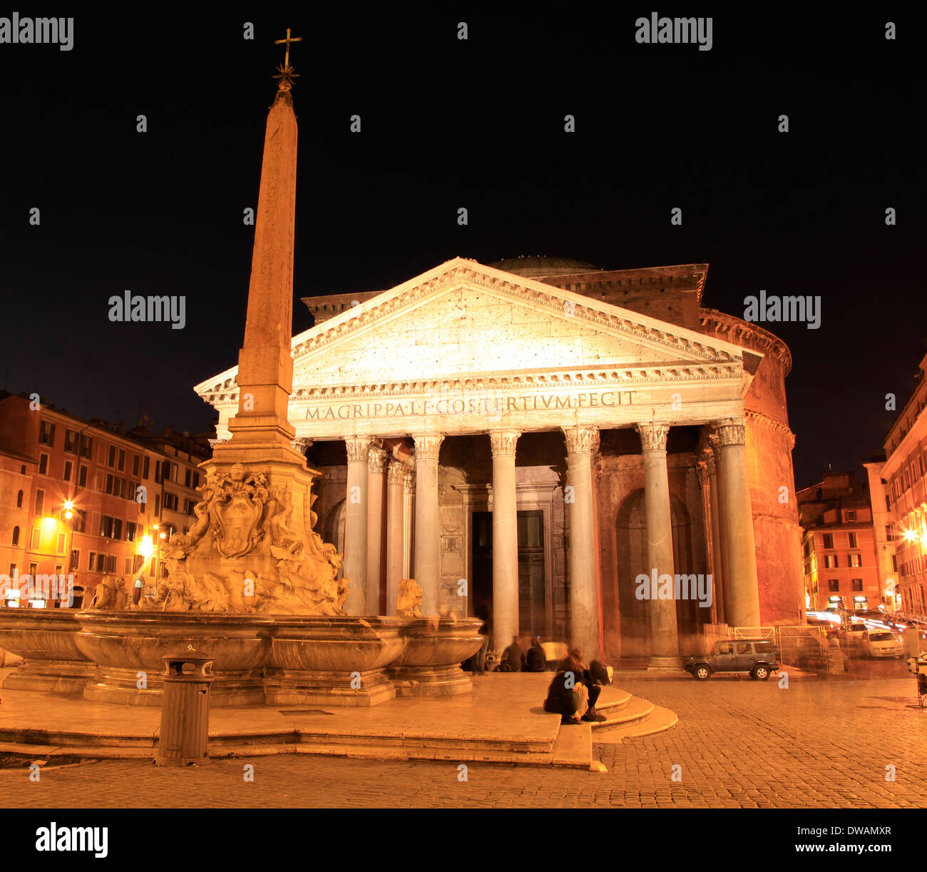 Pantheon in der Nacht, Rom Stockfoto