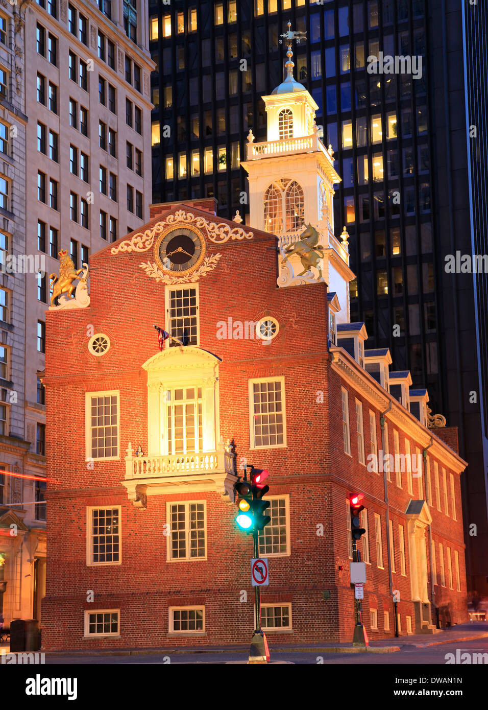Old State House von Boston in der Abenddämmerung Stockfoto