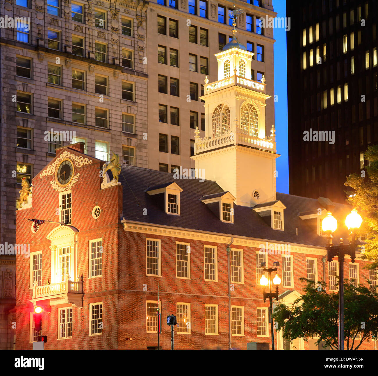 Old State House von Boston in der Abenddämmerung Stockfoto