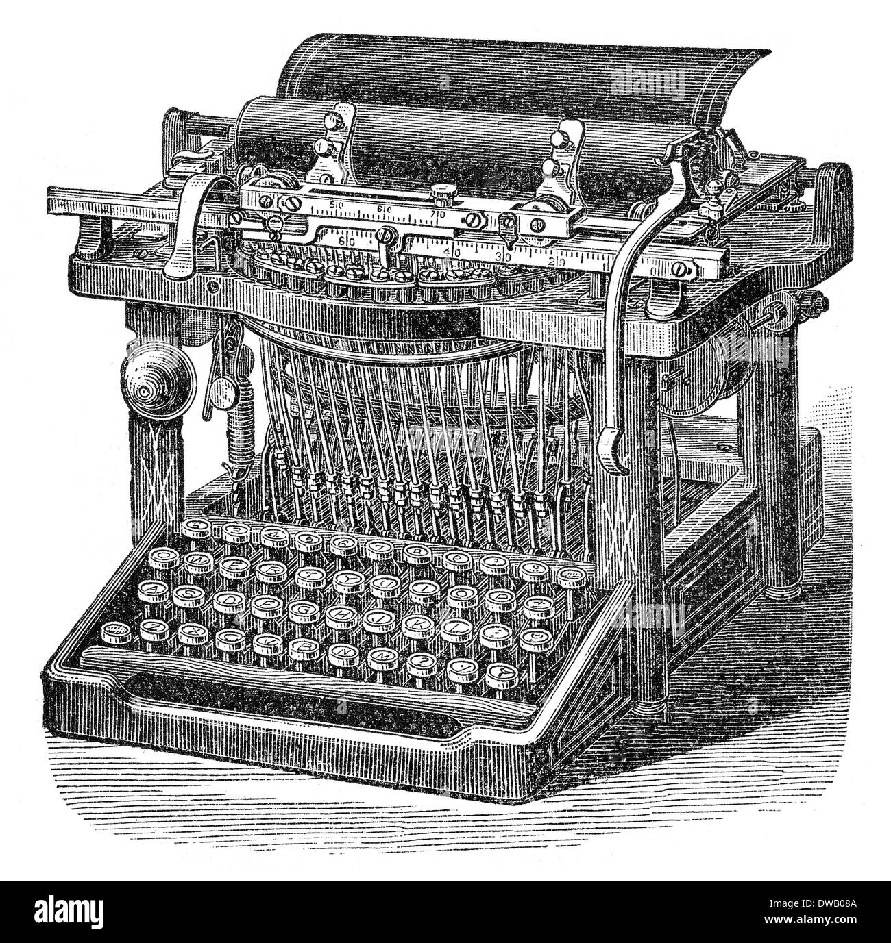 Historische Abbildung, 19. Jahrhundert, alte Schreibmaschine, Stockfoto
