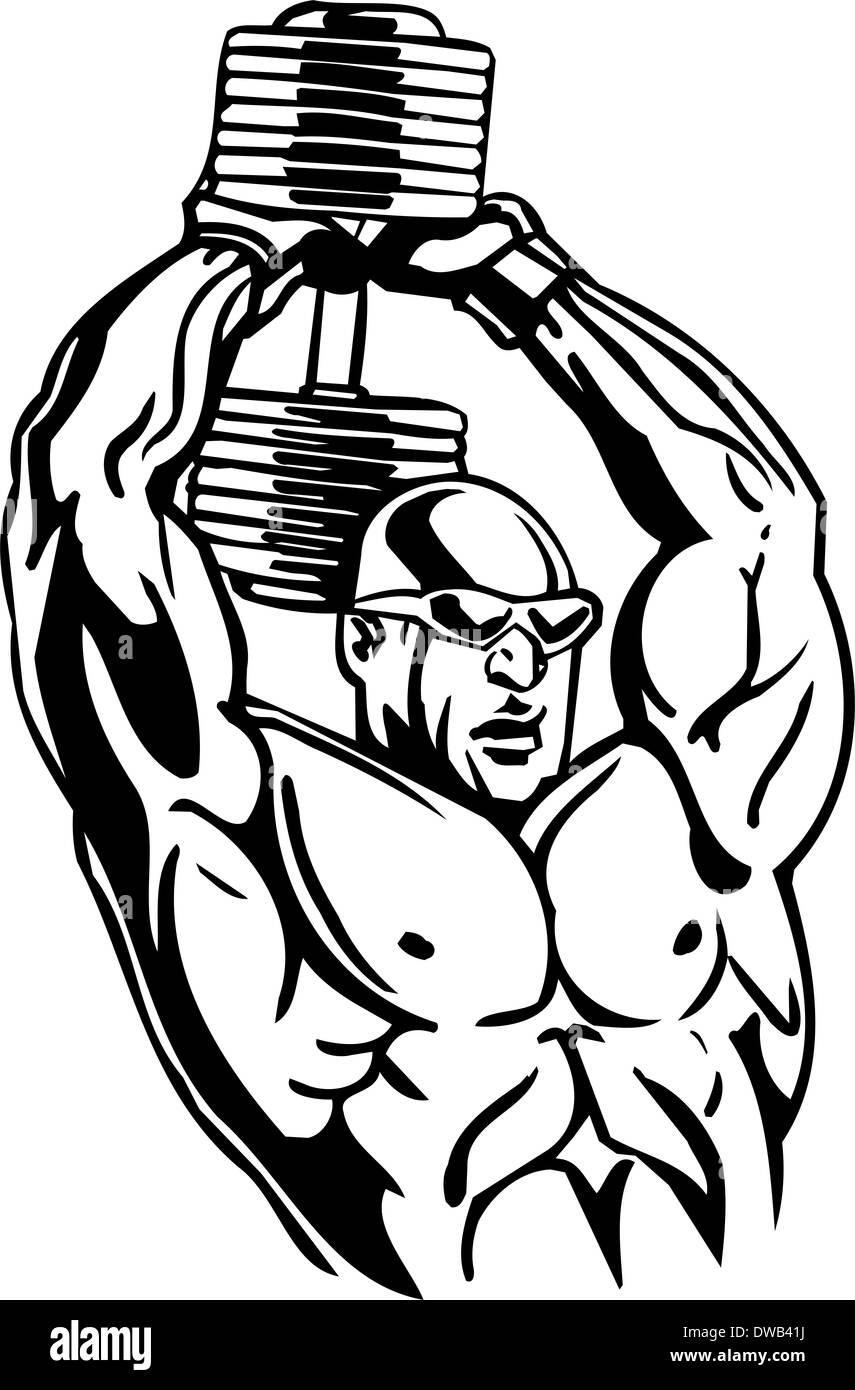 Bodybuilding und Powerlifting - Abbildung. Stockfoto