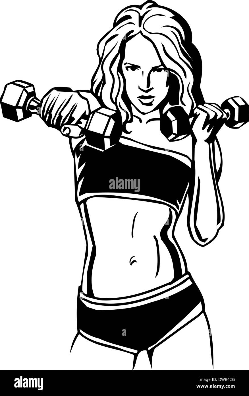 Women's Fitness - Illustration. Stockfoto