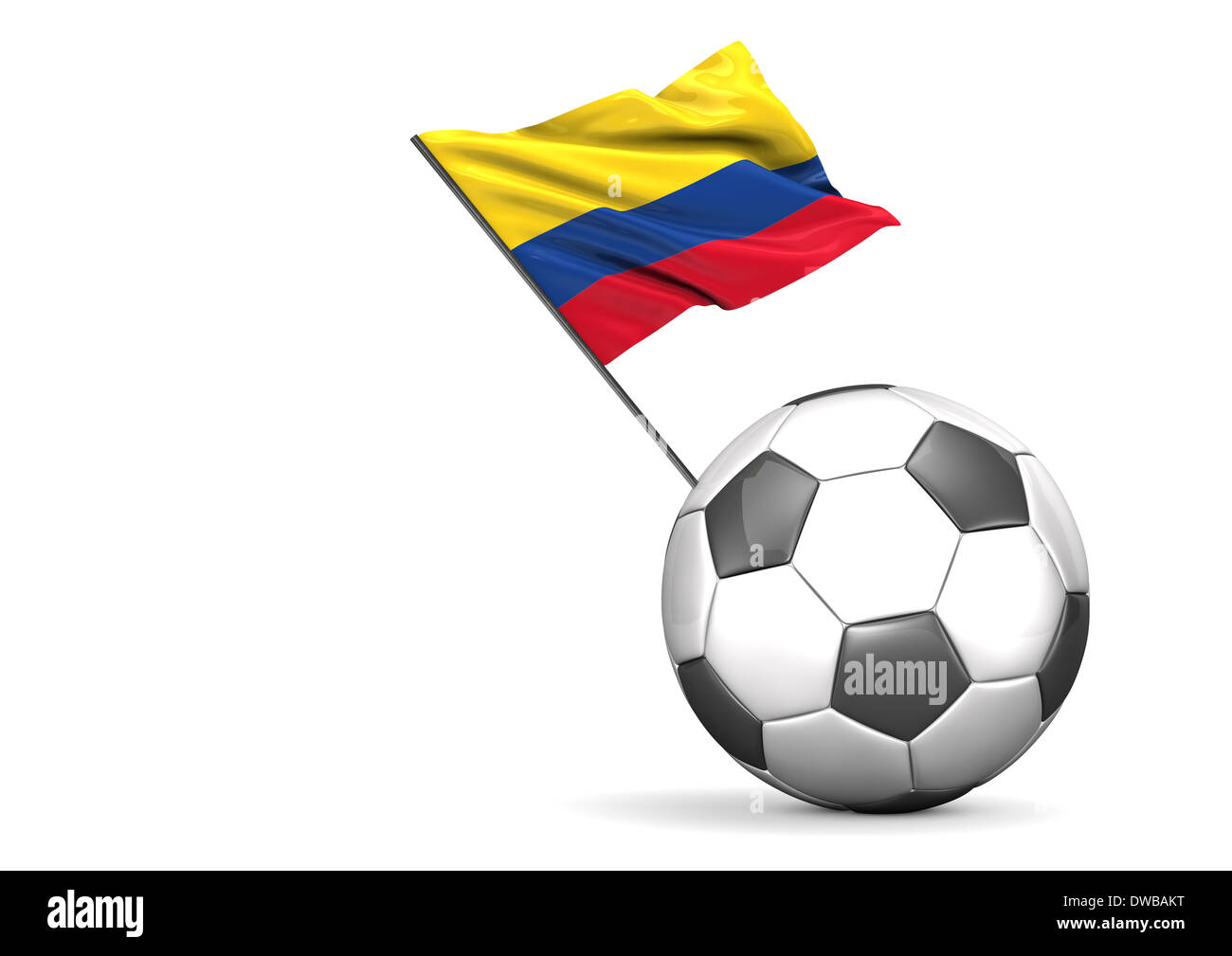 Fußball mit Flagge von Kolumbien, 3D-Rendering Stockfoto