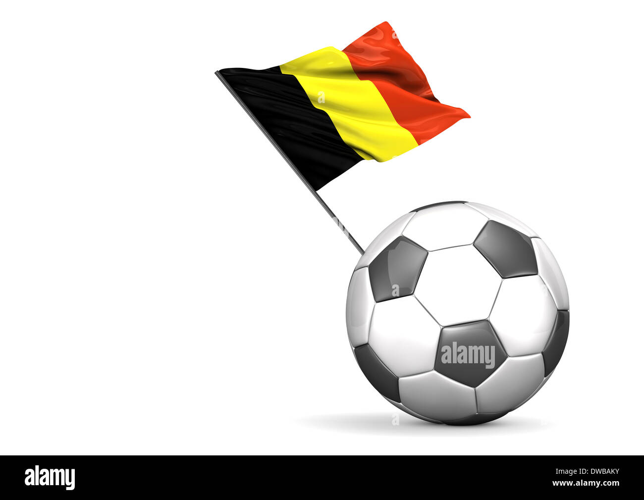 Fußball mit Flagge von Belgien, 3D-Rendering Stockfoto