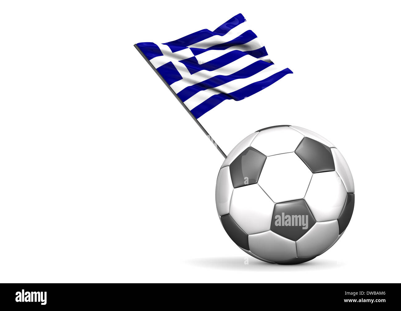 Fußball mit Flagge von Griechenland, 3D-Rendering Stockfoto