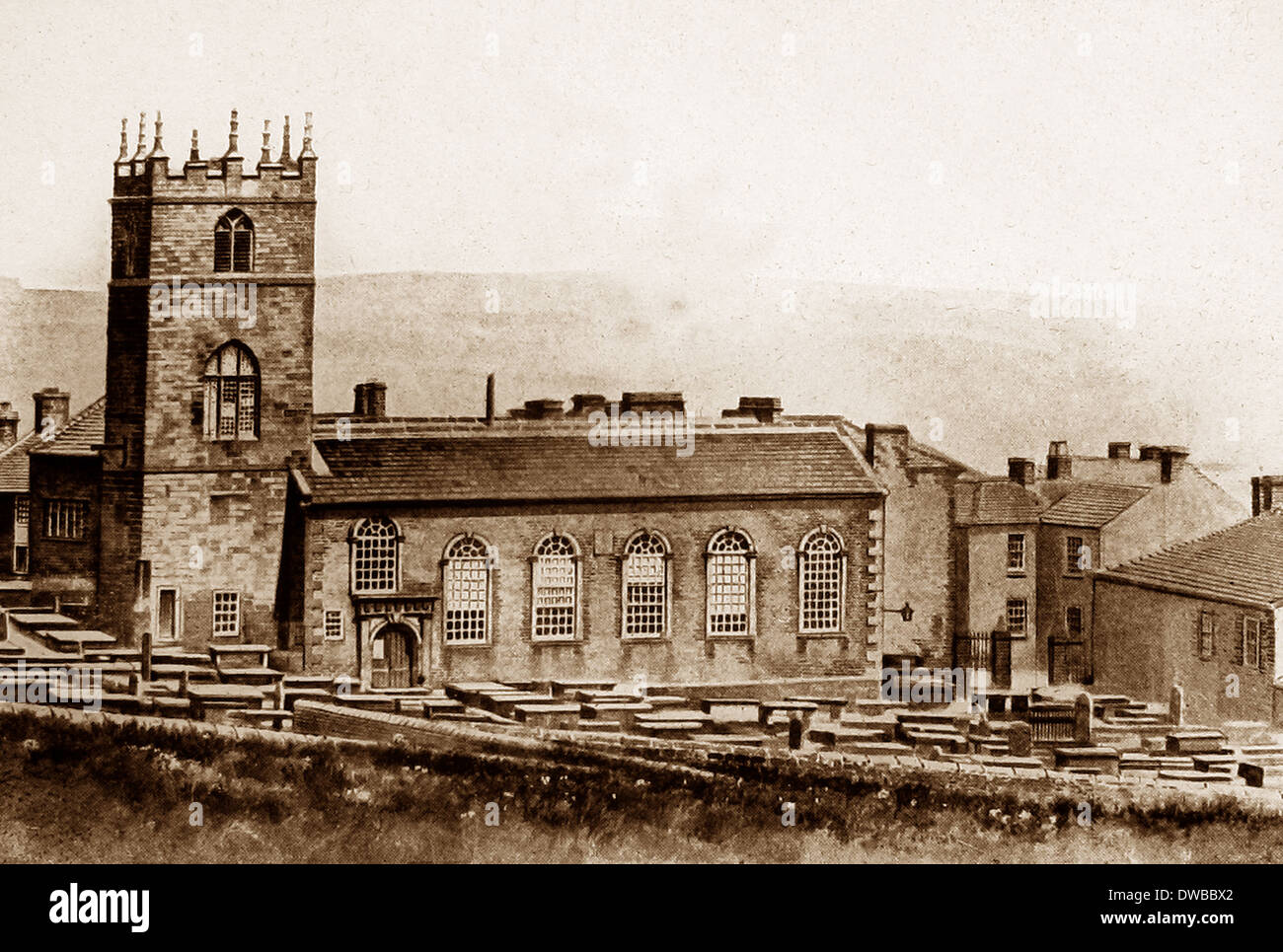 Haworth Kirche viktorianischen Zeit Stockfoto