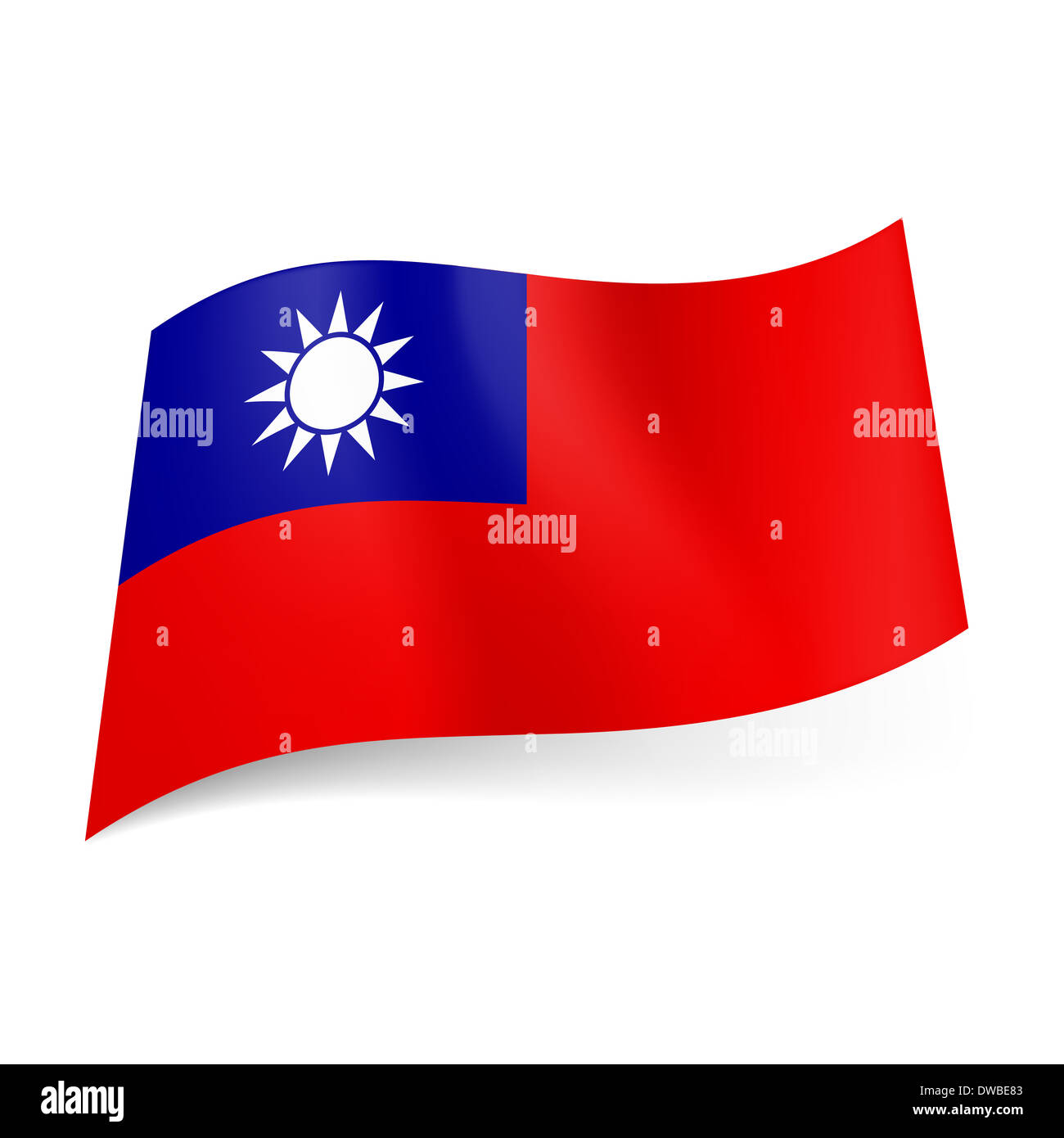 Nationalflagge von Taiwan, der Volksrepublik China: blaues Quadrat mit  weißen Sonne in der oberen linken Ecke des roten Feld Stockfotografie -  Alamy