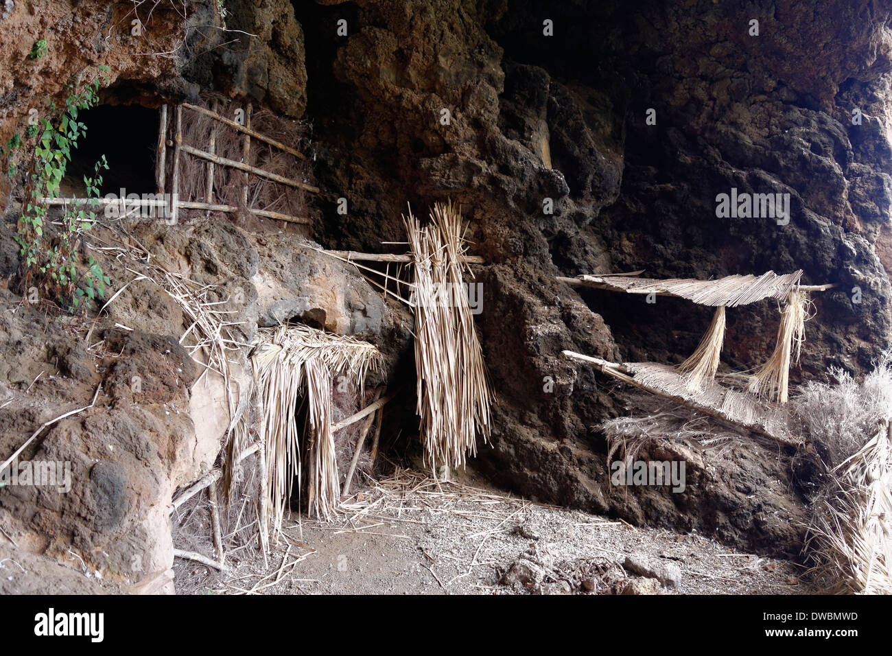 Spanien, Kanarische Inseln, La Palma, Höhlen Cuevas de Burracas in der Nähe von Las Tricias Stockfoto