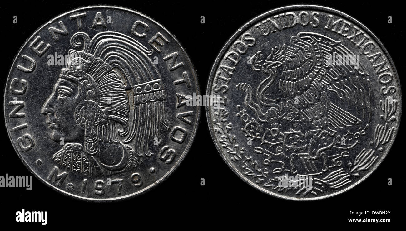 50 Centavos Münze, Mexiko, 1979 Stockfoto