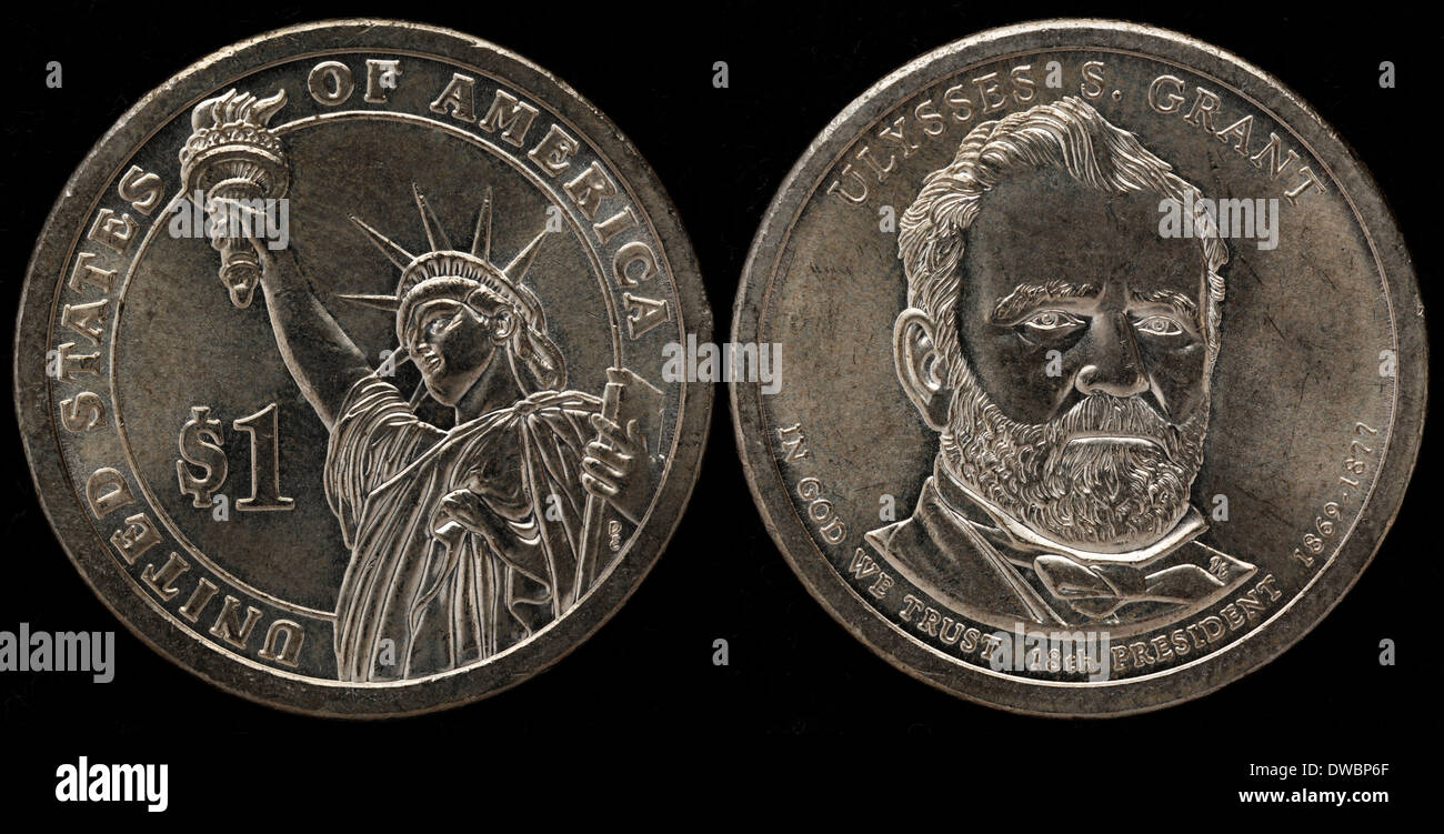 1-Dollar-Münze, Präsident Ulysses S. Grant, USA, 2011 Stockfoto
