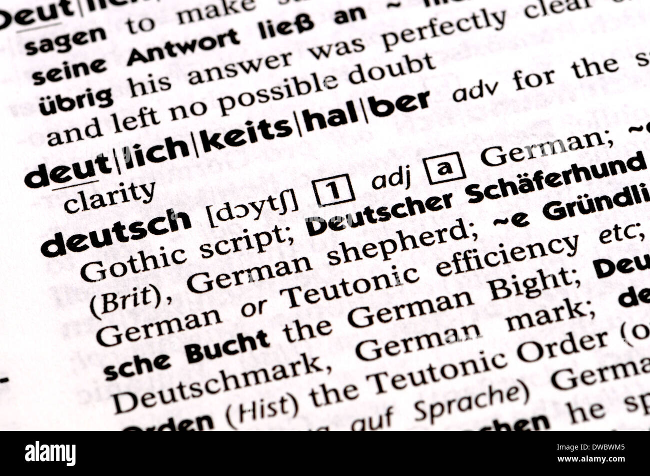 Deutsch Englisch übersetzung Stockfotos Deutsch Englisch
