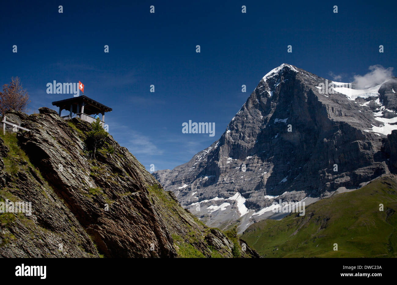 Schweiz, Berner Oberland, Ansicht der Eiger Nordwand Stockfoto