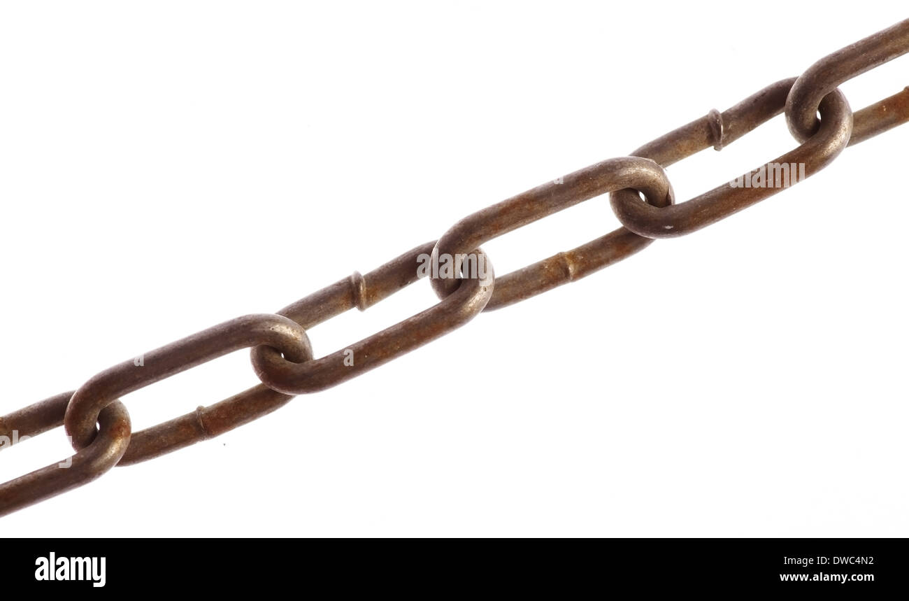 Farbdetails einige rostige Kette, auf weiß Stockfoto