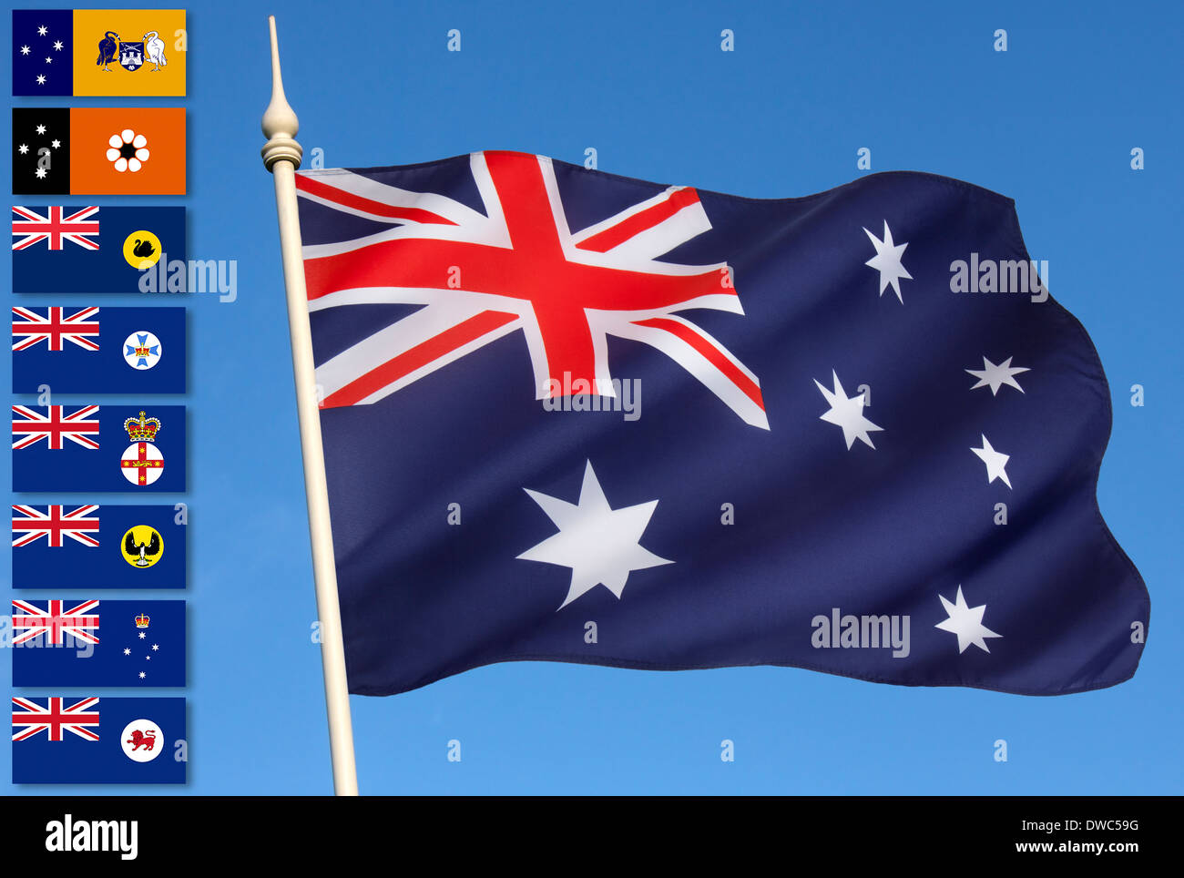 Nationalen und provinziellen Flaggen von Australien Stockfoto