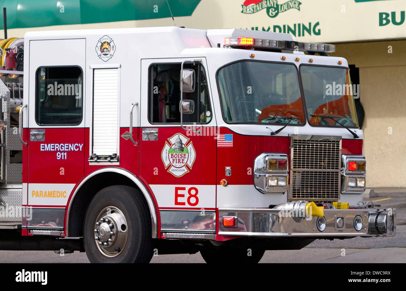 Boise-Abteilung Feuerwehrauto in Boise, Idaho, USA. Stockfoto
