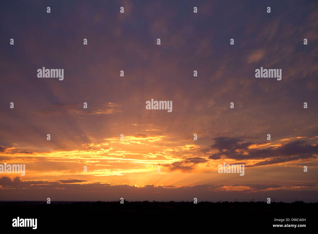 Sonnenuntergang in der Nähe von Burley, Idaho, USA. Stockfoto