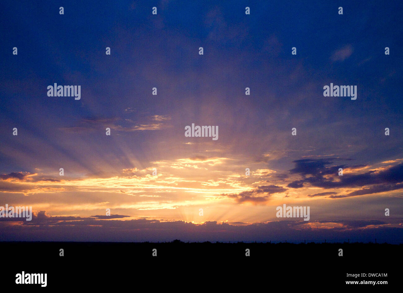 Sonnenuntergang in der Nähe von Burley, Idaho, USA. Stockfoto