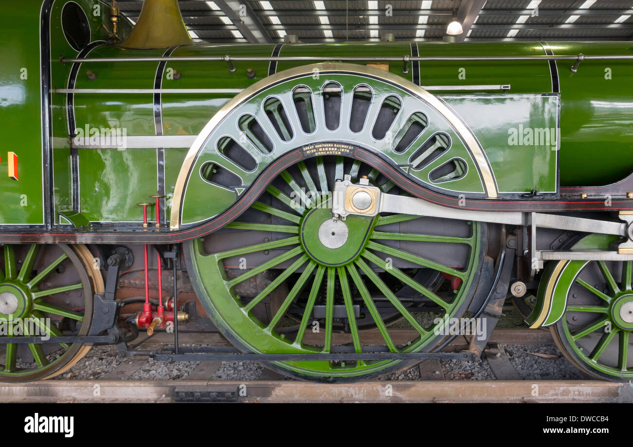 GNR Nr. 1 Klasse Stirling express Passagiere Lokomotive gebaut 1870 Detail zeigen Hersteller Platte und Antriebsrad Stockfoto