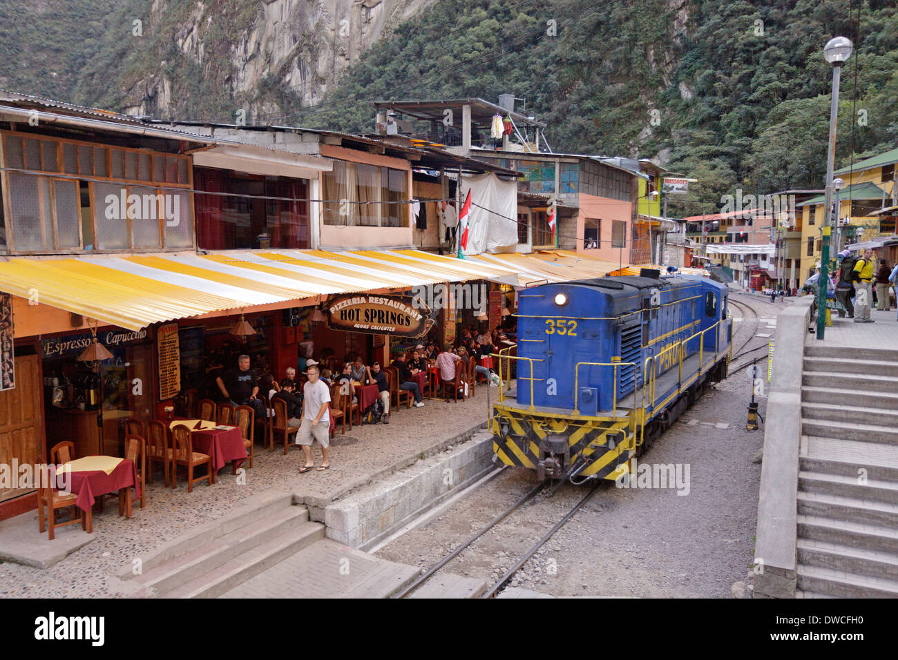 Bahnhof, Aguas Calientes, Peru, Südamerika Stockfoto